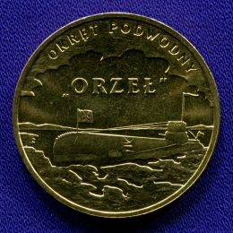 Польша 2 злотых 2012 UNC Польская подводная лодка "Орел"