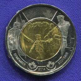 Канада 2 доллара 2014 UNC 75 лет с начала Второй Мировой войны 