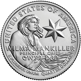 США 25 центов 2022 UNC Американские женщины, Вилма Мэнкиллер — первая женщина-вождь племени чероки, НОВАЯ СЕРИЯ МОНЕТ, двор P