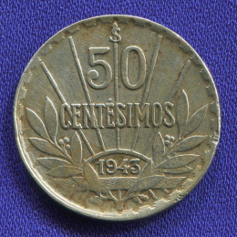 Уругвай 50 сентезимо 1943 aUNC 