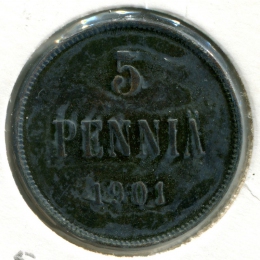 Финляндия 5 пенни 1901 #15