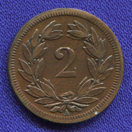 Швейцария 2 раппена 1851 XF 