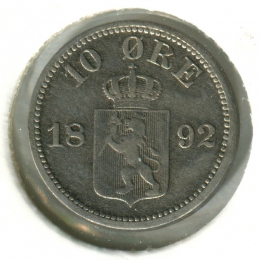 Норвегия 10 эре 1892 #350 VF