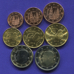 Набор монет Испании EURO 8 монет 2013 - 2015 UNC