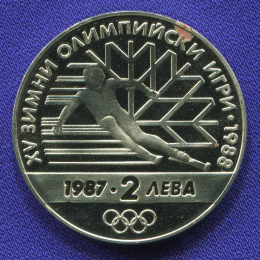 Болгария 2 лева 1987 UNC XV зимние Олимпийские игры, Калгари 1988 