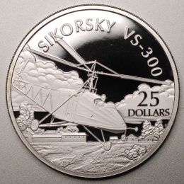 Соломоновы острова 25 долларов 2003 Proof Самолёты - Sikorsky VS-300 
