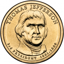 США 1 доллар 2007 года президент №3 Томас Джефферсон