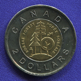 Канада 2 доллара 2011 UNC Тайга - половина суши Канады 