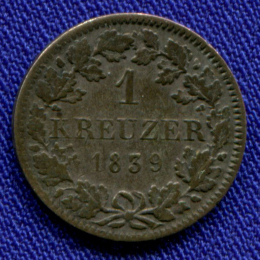 Германия/Бавария 1 крейцер 1839 VF 