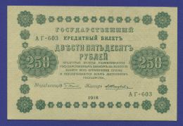 РСФСР 250 рублей 1918 года / Г. Л. Пятаков / Е. Жихарев / Р1 / aUNC