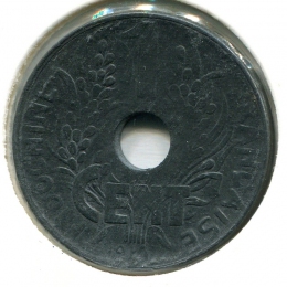 Французский Индокитай 1 цент 1940 #24.2 VF