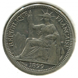 Французский Индокитай 10 центов 1899 #9 GVF