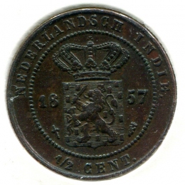 Нидерландская Индия 1/2 цента 1857 #306 GVF