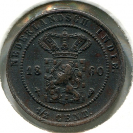 Нидерландская Индия 1/2 цента 1860 #306 AUNC