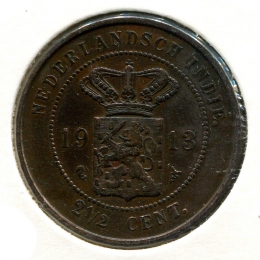 Нидерландская Индия 2 1/2 цента 1913 #308 VF
