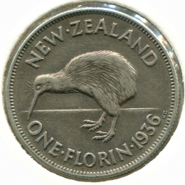 Новая Зеландия 1 флорин 1936 #4 VF