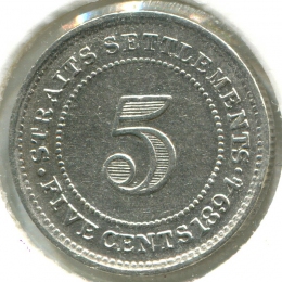 Стрейтс Сетлментс 5 центов 1894 #10 GVF