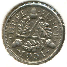 Англия 3 пенса 1931 SP 4045 aUNC