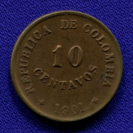 Колумбия/Богота 10 сентаво 1901 VF