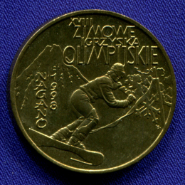 Польша 2 злотых 1998 aUNC Олимпиада Нагано 1998 