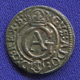 Ливония (Шведская оккупация Риги) 1 солидус 1621-1710 XF-AU Густав II Адольф  