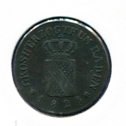 Германия/Баден 1/2 крейцера 1825 VF 