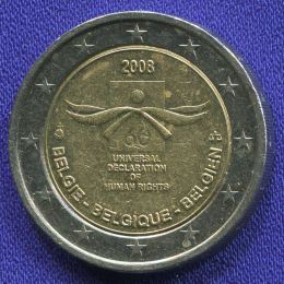 Бельгия 2 евро 2008 UNC 60 лет Всеобщей Декларации Прав Человека 