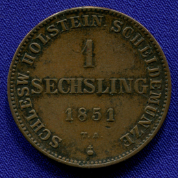 Германия/Шлезвиг - Гольштейн 1 шешлинг 1851 VF 