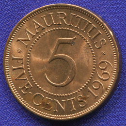 Маврикий 5 центов 1969 aUNC 