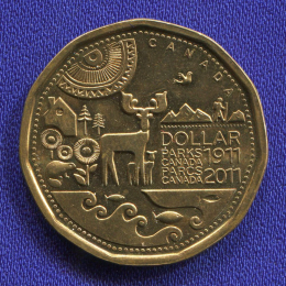 Канада 1 доллар 2011 UNC 100 лет организации Парки Канады 