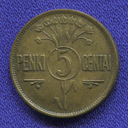Литва 5 центов 1925 XF 