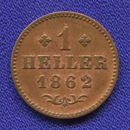 Германия/Франкфурт 1 геллер 1862 XF 
