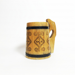 Кружка. Выжженный растительный узор. Дерево. СССР. 1970-1980 гг.