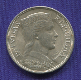 Латвия 5 латов 1929 aUNC Милда 