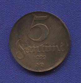 Латвия 5 сантимов 1922 XF 
