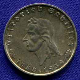 Германия/Рейх 2 марки 1934 aUNC 175 лет со дня рождения Фридриха Шиллера 